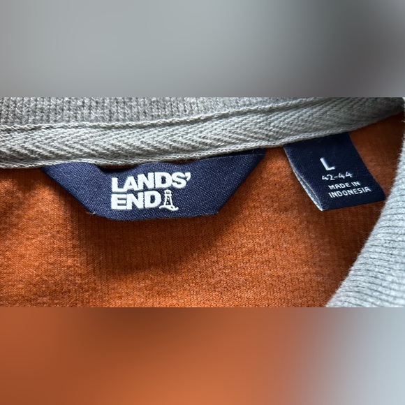 Lands End - Men's Burnt Orange 1/4 Zip Pullover Sweater/Sweatshirt Size L - Picture 2 of 3